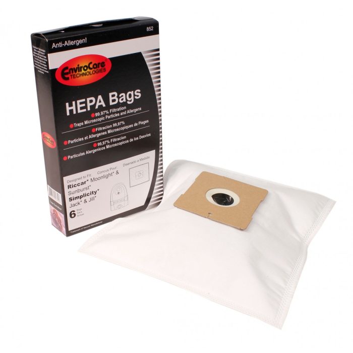 Sac microfiltre HEPA, Riccar, Moonlight et Sunburst, 6/pk