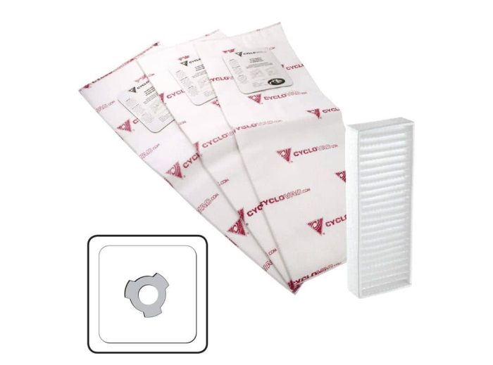 Sacs robuste 3D + filtre carbone Cyclovac 3/pk