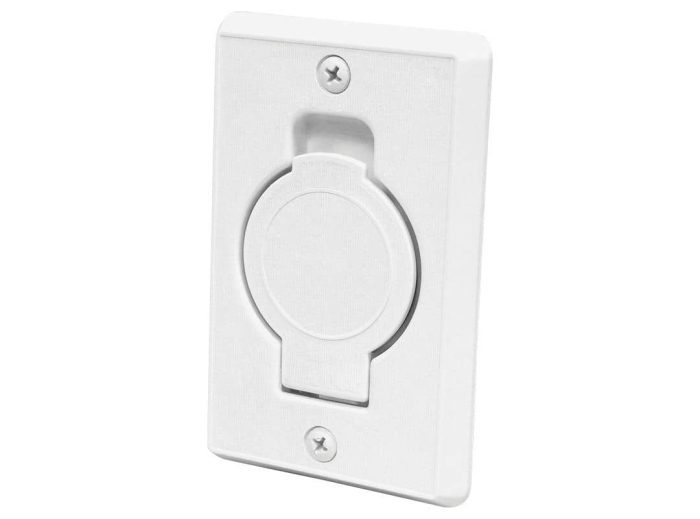 Prise murale pour aspirateur centrale avec porte ronde, Blanc