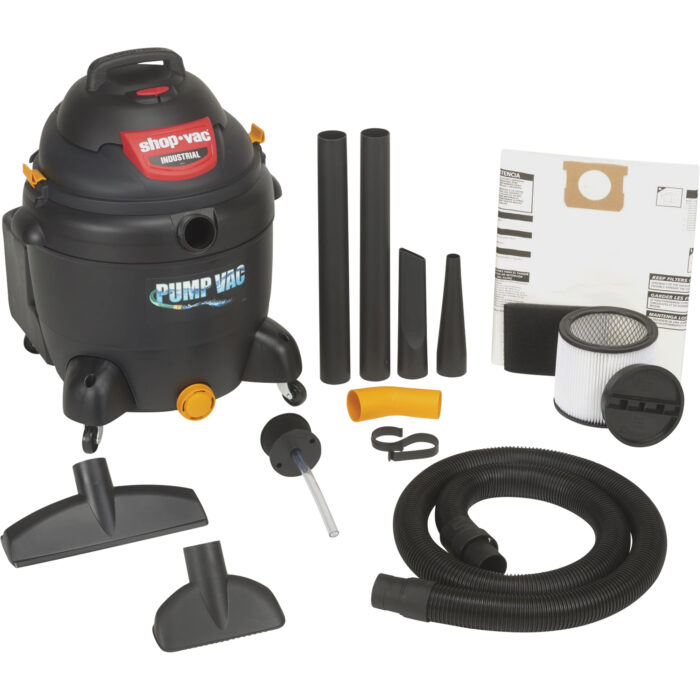 Aspirateur pour atelier avec pompe intégrée, Secs-humides, 6 CV, 18 gal. US (68,1 litres)