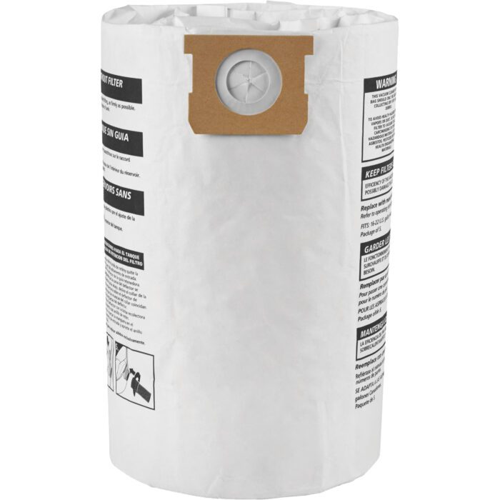 Sacs filtrants pour débris secs jetables de type G, 15 - 22 gal US