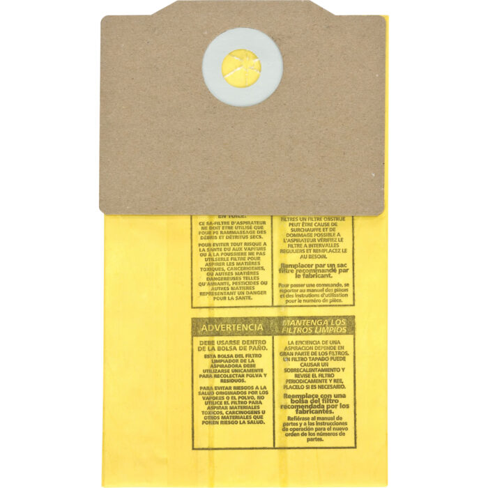 Authentiques sacs filtrants pour aspirateur dorsal, 1,75 gal. US